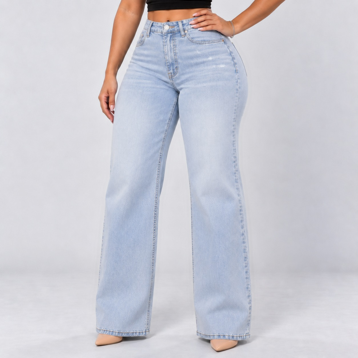 Light Blue | Front three-quarter, hand on hip